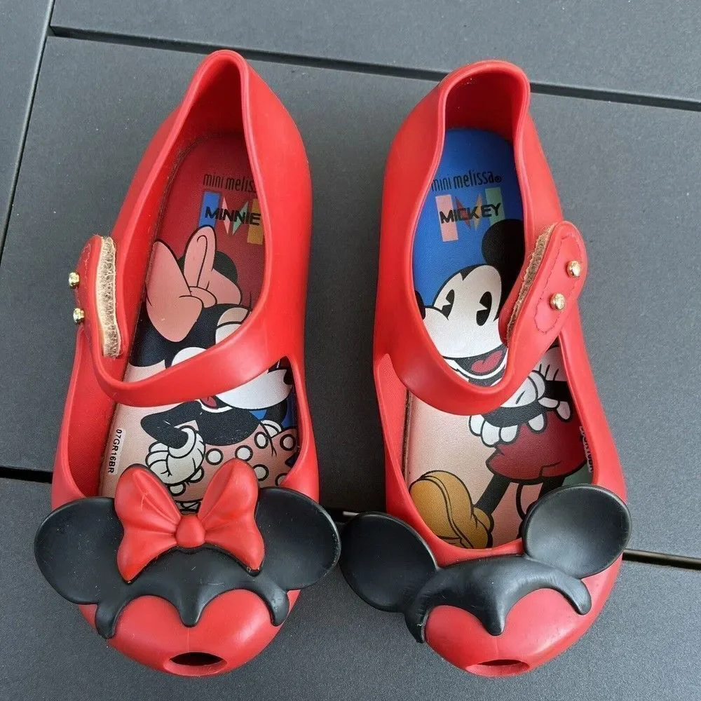 Mini Melissa Ultragirl Disney Red Minnie and Mickey Mouse Shoes Toddler Size 9